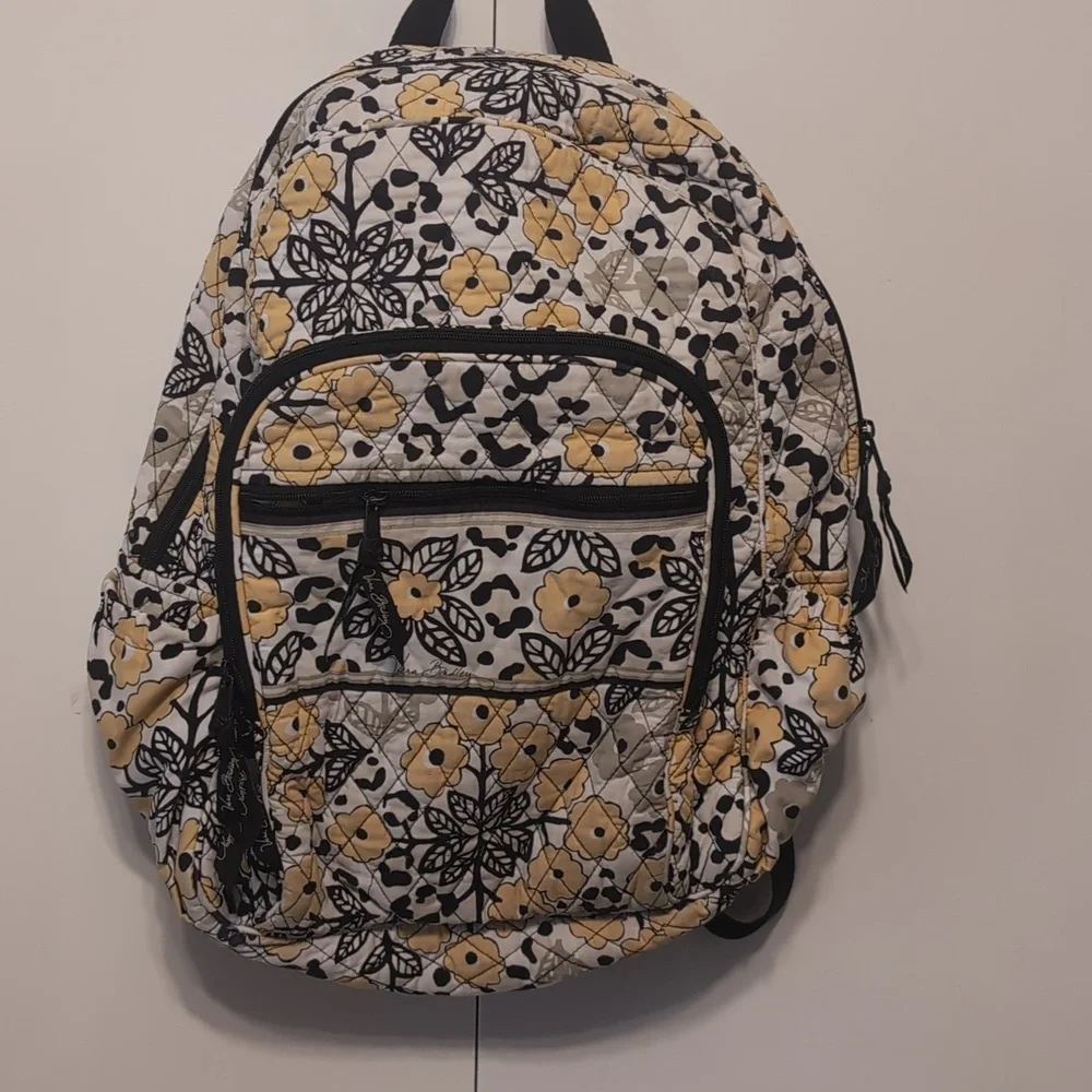 Vera Bradley Yellow Floral Quilted Backpack Pack